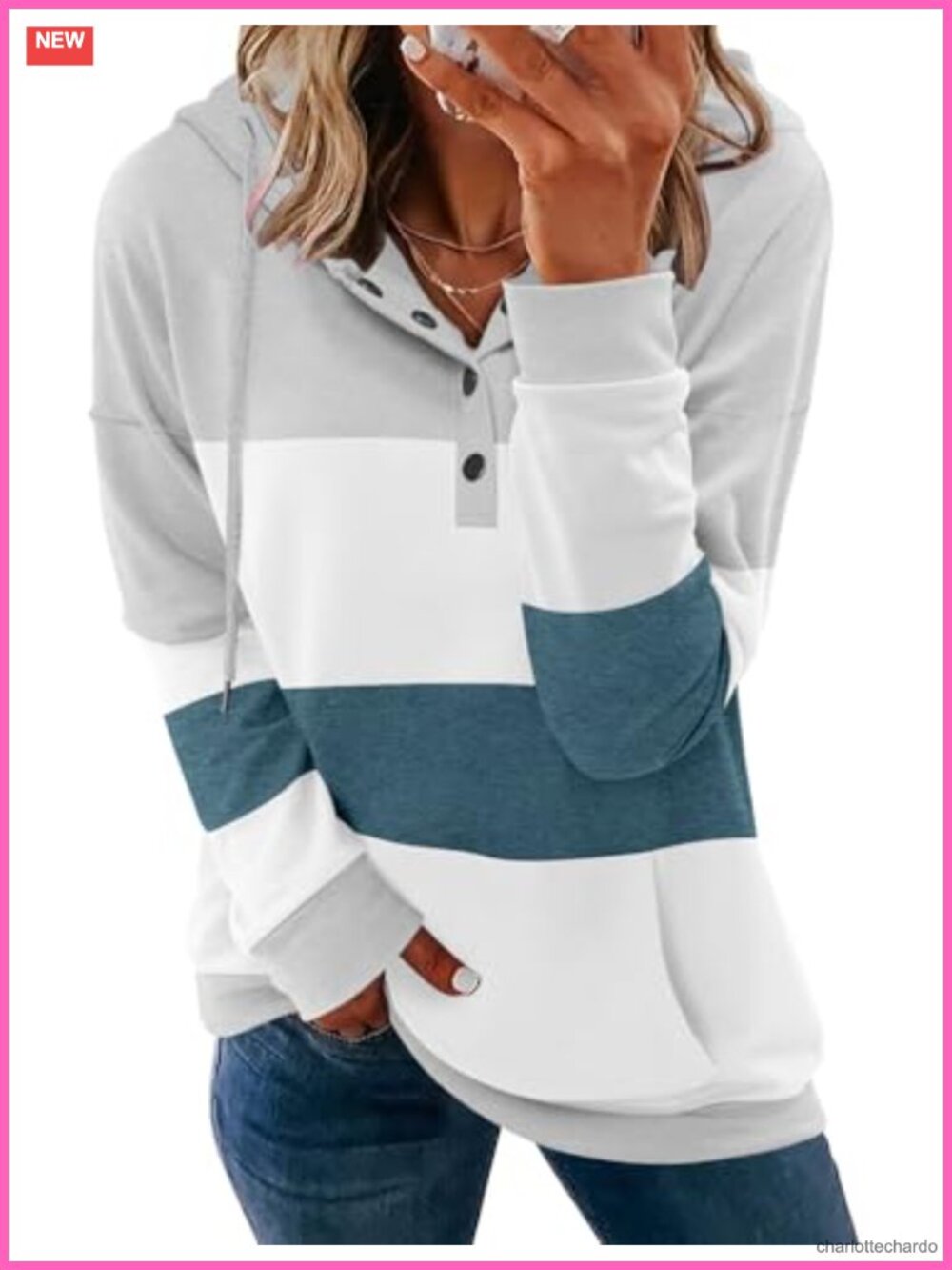 Women Oversized Button Down Hoodie Long Sleeve Cotton Blend Sweatshirt